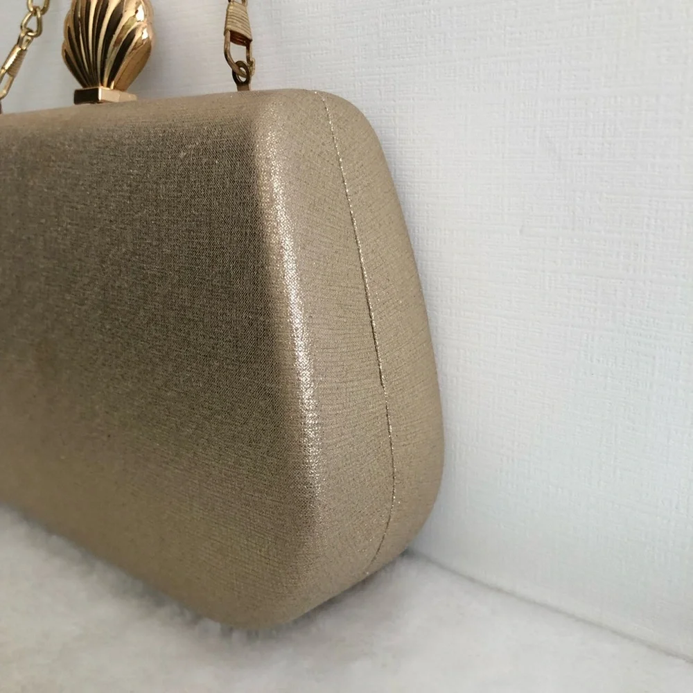 Nina Shell embellished Mina Gold Clutch Crossbody Bag - Picture 4 of 9
